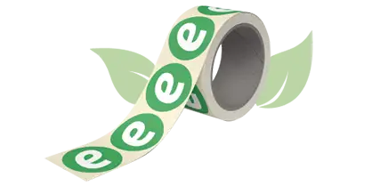 Etiketten aus Recyclingpapier auf Rolle